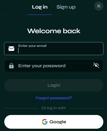 Interfaccia di accesso e registrazione utente sicura di Sava Spin.